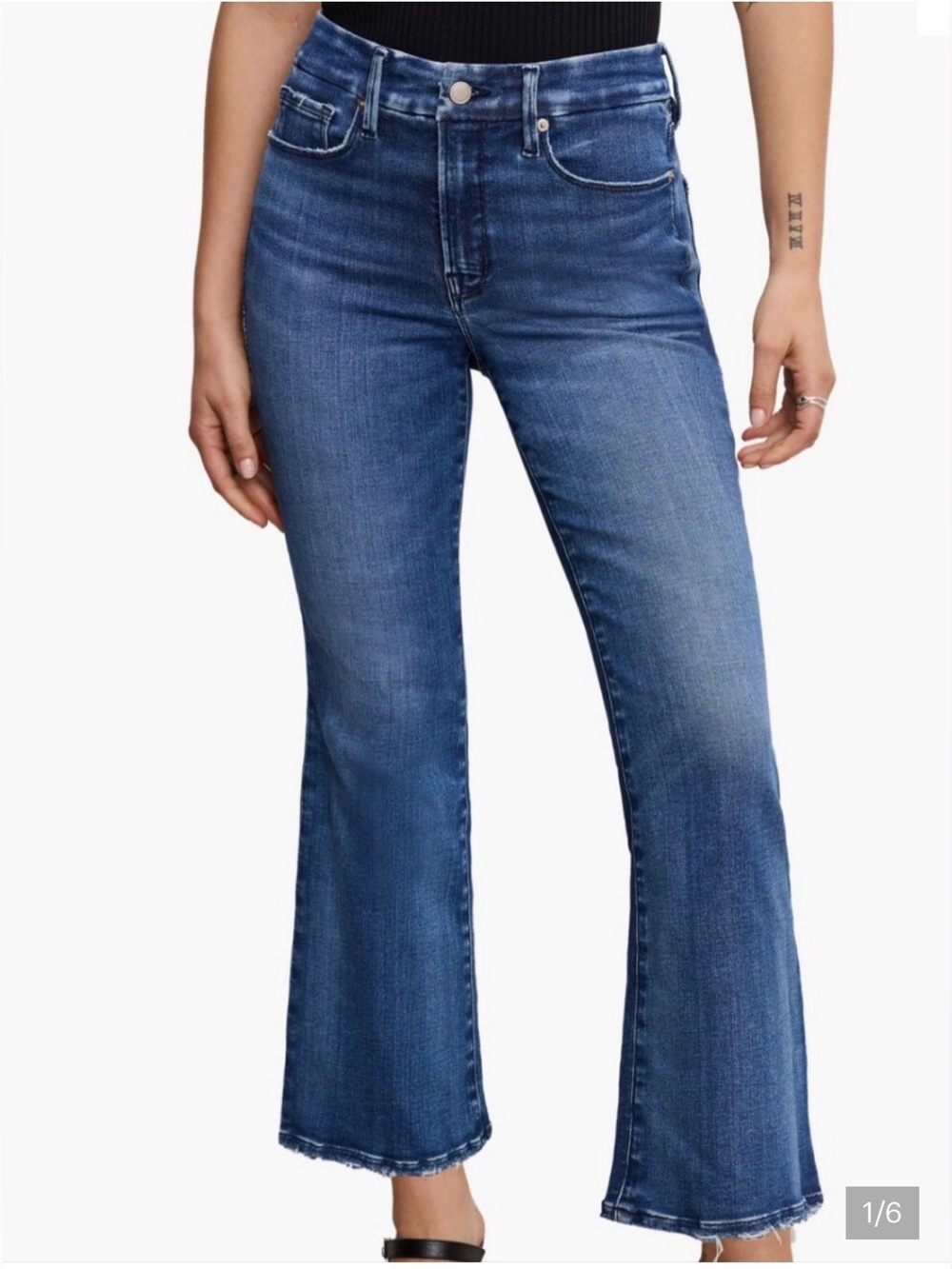 Good American good legs, crop mini boot blue jeans 8/29